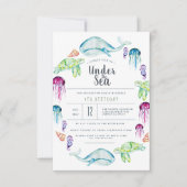 Unter dem Meer Geburtstag | Ocean Critter Wasserfa Einladung (Vorderseite)