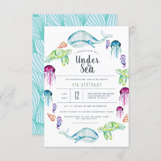 Unter dem Meer Geburtstag | Ocean Critter Wasserfa Einladung