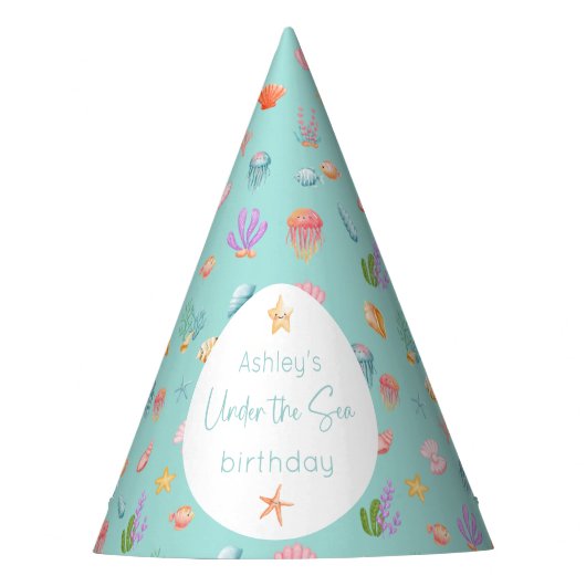 Unter dem Meer Geburtstag Partyhütchen (Vorderseite)