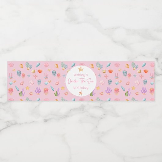 Unter dem Meer Geburtstag Wasserflaschenetikett (Einzelnes Label)