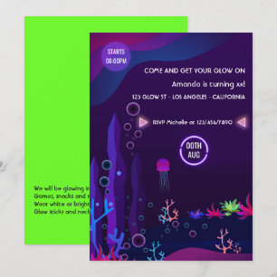 Unter dem Meer Glow Geburtstagseinladung Einladung