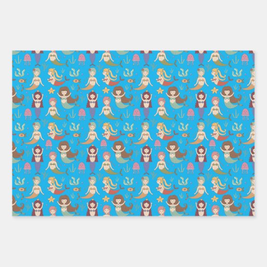 Unter dem Meer glückliche Meerjungfrau tut, was di Geschenkpapier Set (Vorderseite 3)