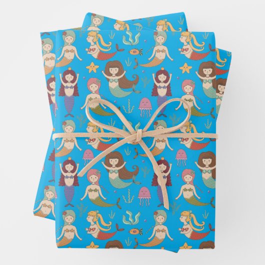 Unter dem Meer glückliche Meerjungfrau tut, was di Geschenkpapier Set (Beispiel)