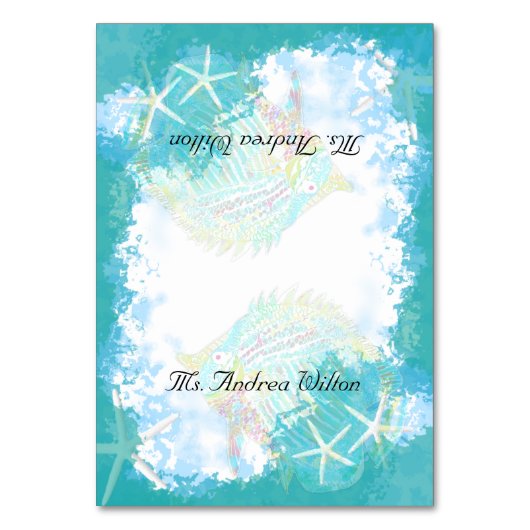 Unter dem Meer Hochzeitszelt Platzkarten Tischnummer (Vorderseite)