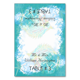 Unter dem Meer Hochzeitszelt Platzkarten Tischnummer