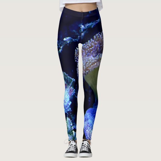 Unter dem Meer in Blues und Purpur Leggings (Vorderseite)