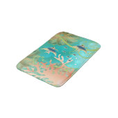 Unter dem Meer in Korallen und Blau Aquamarin Badematte (Schrägansicht)