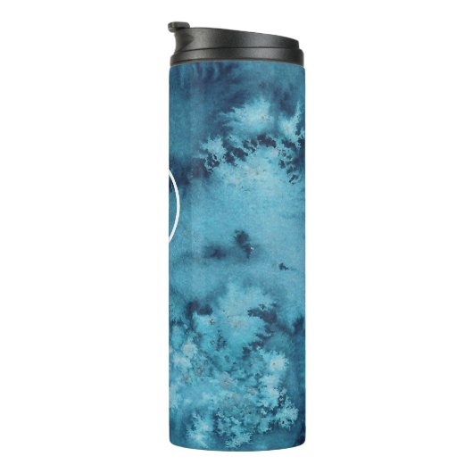 Unter dem Meer isolierte Schuster blaue Wasserfarb Thermosbecher (Nach rechts gedreht)