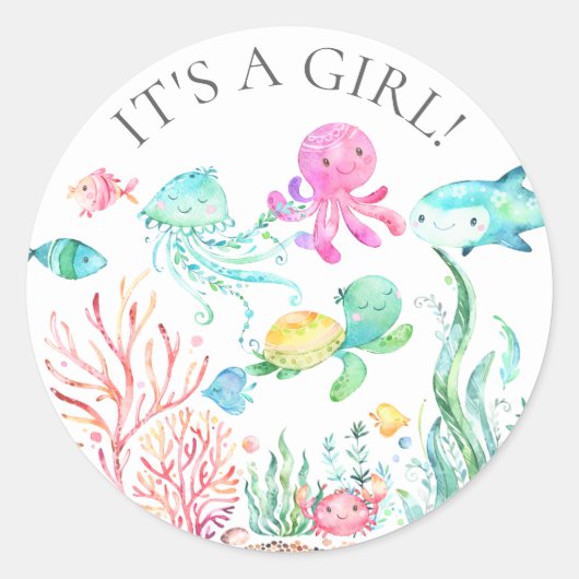 Unter dem Meer ist es ein Girl-Gefallen-Sticker Runder Aufkleber (Vorderseite)