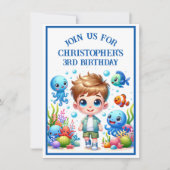 Unter dem Meer Junge Geburtstag | Einladung (Vorderseite)