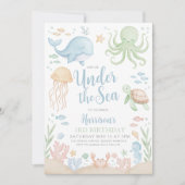 Unter dem Meer Junge Geburtstag Einladung (Vorderseite)