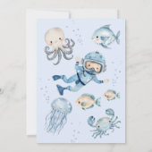 Unter dem Meer! Junge Niedlich Ocean 6. Geburtstag Einladung (Rückseite)