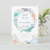 Unter dem Meer Jungs 1. Geburtstag Einladung (Stehend Vorderseite)
