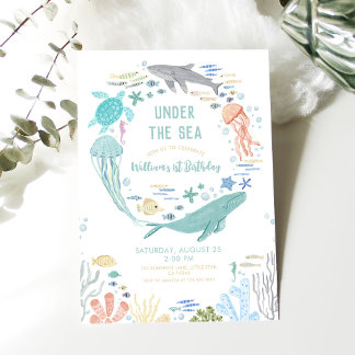 Unter dem Meer Jungs 1. Geburtstag Einladung