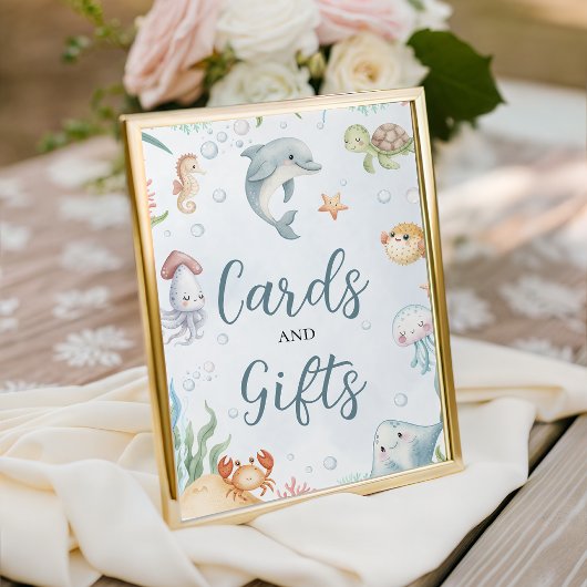 Unter dem Meer Karten und Geschenke Schild