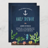 Unter dem Meer| Kinderdusche Einladung (Vorne/Hinten)