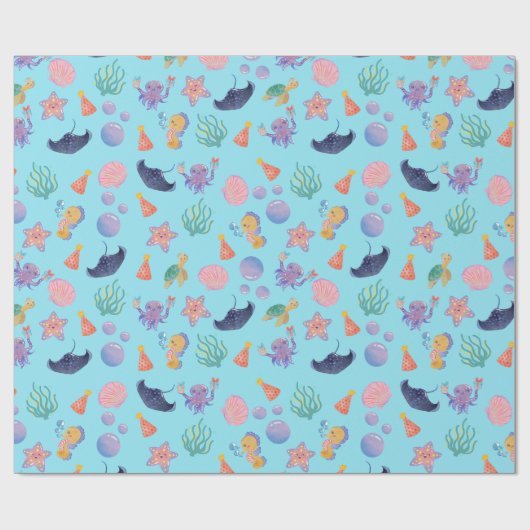 Unter dem Meer Kindergeburtspapier Geschenkpapier (Flach)