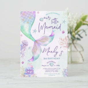 Unter dem Meer Lila Aquamarine Meerjungfrau Geburt Einladung
