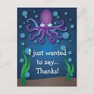 Unter dem Meer Lila Oktopus Danke, Postcard Postkarte