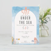 Unter dem Meer Mädchen Geburtstag Einladung (Stehend Vorderseite)