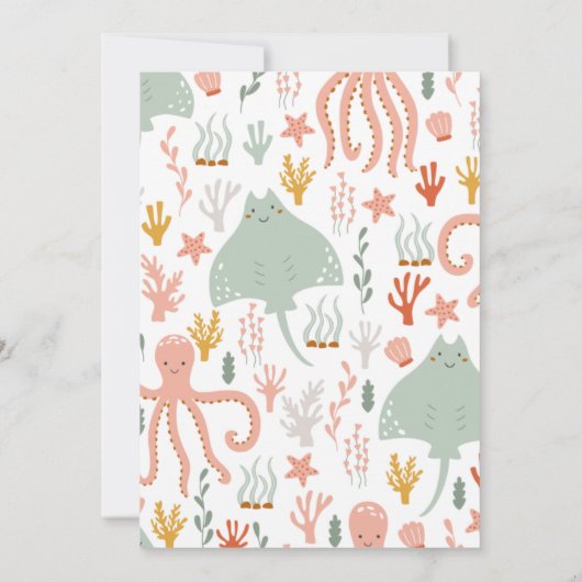 Unter dem Meer Mädchen Geburtstag Einladung (Rückseite)