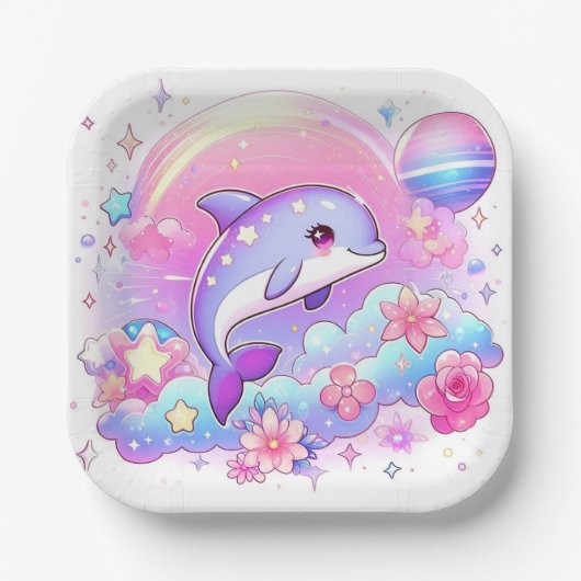 Unter dem Meer majestätische Dolphin-Babydusche Pappteller (Vorderseite)