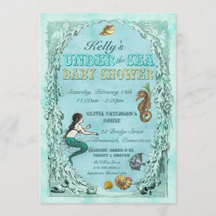 Unter dem Meer Meerjungfrau Baby Shower Einladung