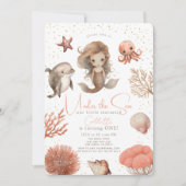 Unter dem Meer Meerjungfrau Mädchen 1. Geburtstag Einladung (Vorderseite)