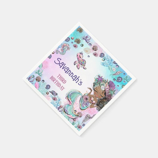 Unter dem Meer Meerjungfrau Mädchen Erstgeburt Nap Serviette (Ecke)