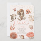 Unter dem Meer Meerjungfrau Meer Rosa Mädchen 1. G Einladung (Vorderseite)