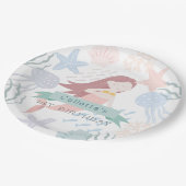 Unter dem Meer Meerjungfrau Weißer Geburtstag Pappteller (Schrägansicht)