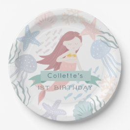Unter dem Meer Meerjungfrau Weißer Geburtstag Pappteller