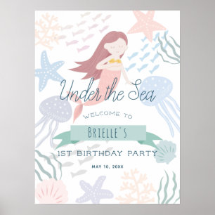 Unter dem Meer Meerjungfrau Weißer Geburtstag Will Poster