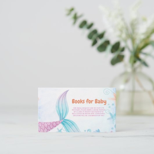 Unter dem Meer Mermaid Baby Shower Book Request Begleitkarte (Stehend Vorderseite)