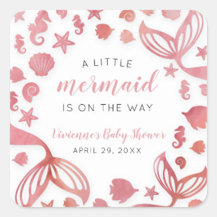 Unter dem Meer Mermaid Babydusche Quadratischer Aufkleber