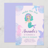 unter dem Meer Mermaid Birthday Einladung (Vorne/Hinten)