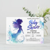Unter dem Meer Mermaid Soiree Babydusche Einladung (Stehend Vorderseite)