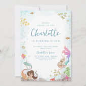 Unter dem Meer, Mermaid zum Geburtstag Einladung (Vorderseite)