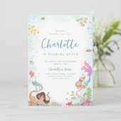 Unter dem Meer, Mermaid zum Geburtstag Einladung (Stehend Vorderseite)