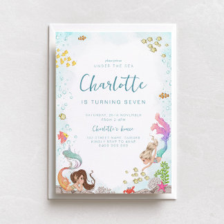 Unter dem Meer, Mermaid zum Geburtstag Einladung