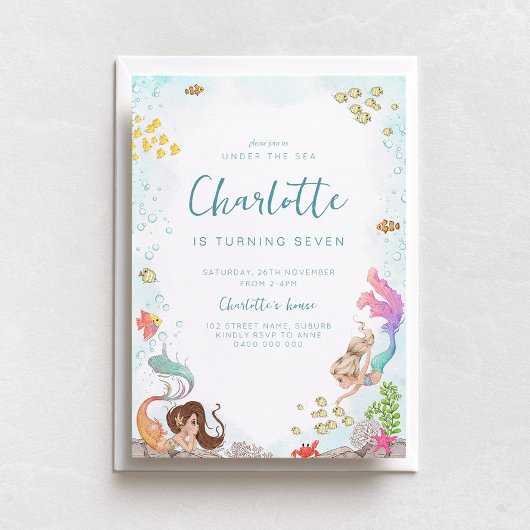 Unter dem Meer, Mermaid zum Geburtstag Einladung