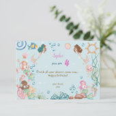 Unter dem Meer Mermaids Kinder glücklich Geburtsta Karte (Stehend Vorderseite)