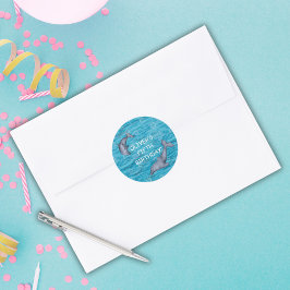 Unter dem Meer mit Delphinen Geburtstagsparty Runder Aufkleber