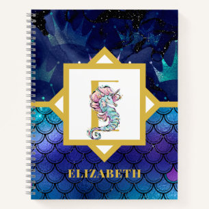 Unter dem Meer mit Seepferd Einhorn hinzufügen Notizblock