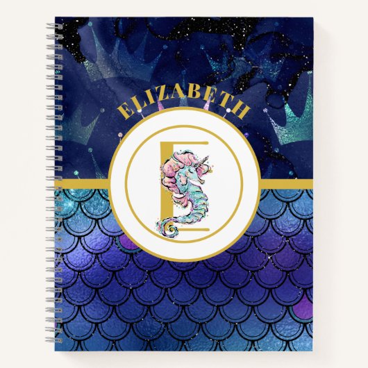 Unter dem Meer mit Seepferd Einhorn hinzufügen Notizblock (Vorderseite)