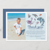 Unter dem Meer Moderne Kinder Foto Geburtstag Dankeskarte (Vorne/Hinten)