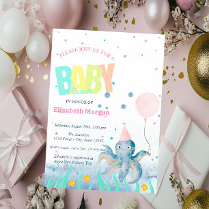 Unter dem Meer Muschel Oktopus Baby Shower Einladung