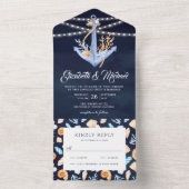 Unter dem Meer Nautical Anchor Navy Blue Wedding All In One Einladung (Innen Boden)