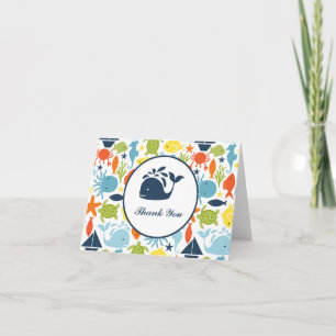 Unter dem Meer, Nautical Baby Dusche Vielen Dank. Dankeskarte