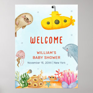 Unter dem Meer Nautical Marine Baby Shower Begrüßu Poster